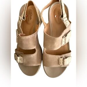 Clarks Unstructured Brown Leather Slingback Sandals Size 7 Casual Comfort